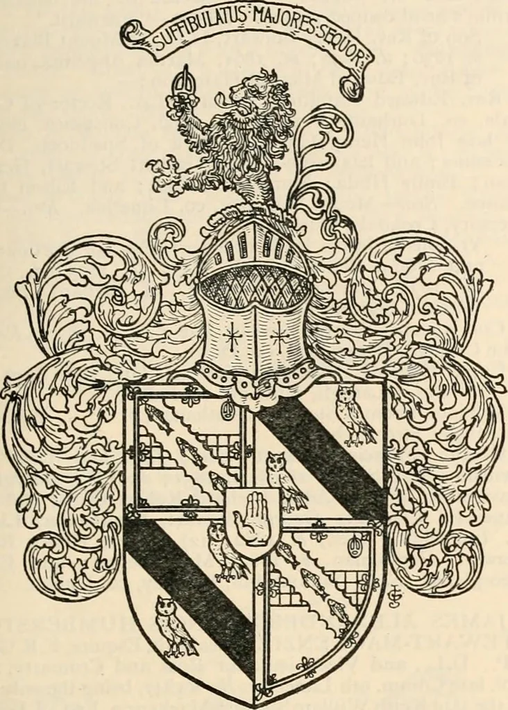 An illustration from Armorial families : a directory of gentlemen of coat-armour, 1905, leaf 1390
