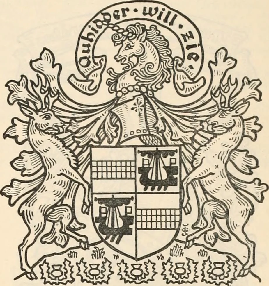 An illustration from Armorial families : a directory of gentlemen of coat-armour, 1905, leaf 1390