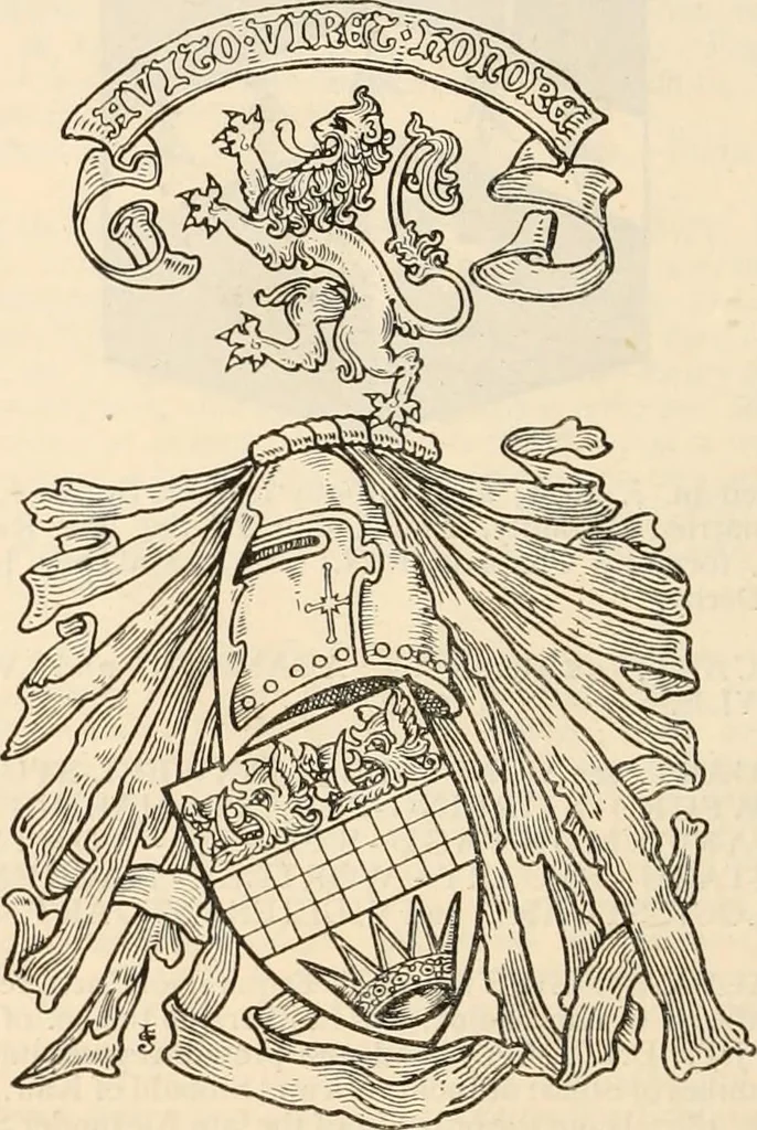 An illustration from Armorial families : a directory of gentlemen of coat-armour, 1905, leaf 1405