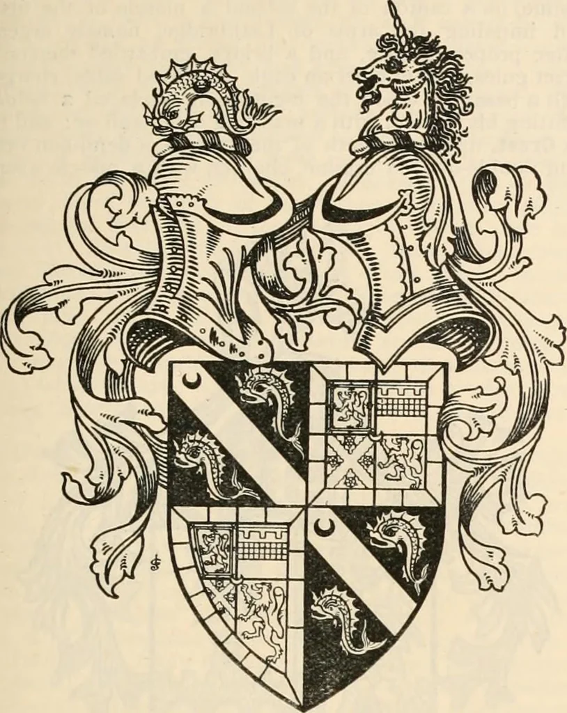 An illustration from Armorial families : a directory of gentlemen of coat-armour, 1905, leaf 1406