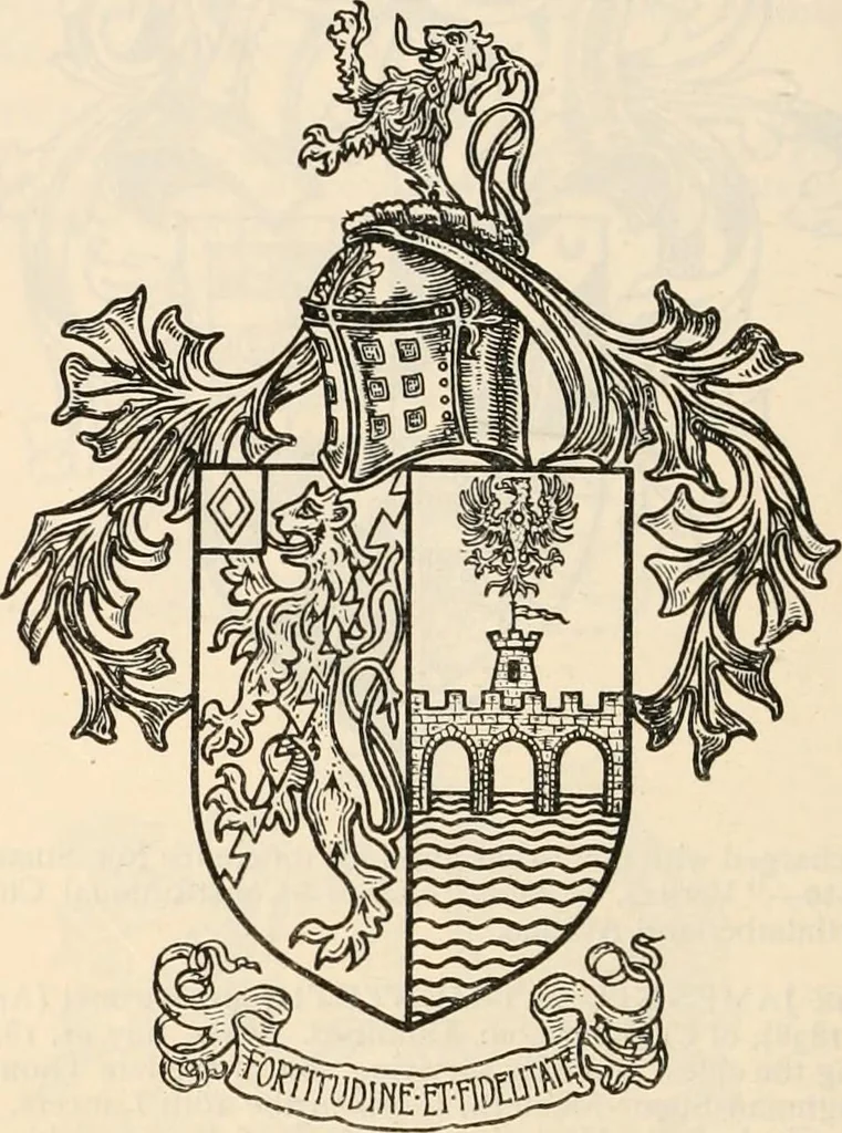 An illustration from Armorial families : a directory of gentlemen of coat-armour, 1905, leaf 1407