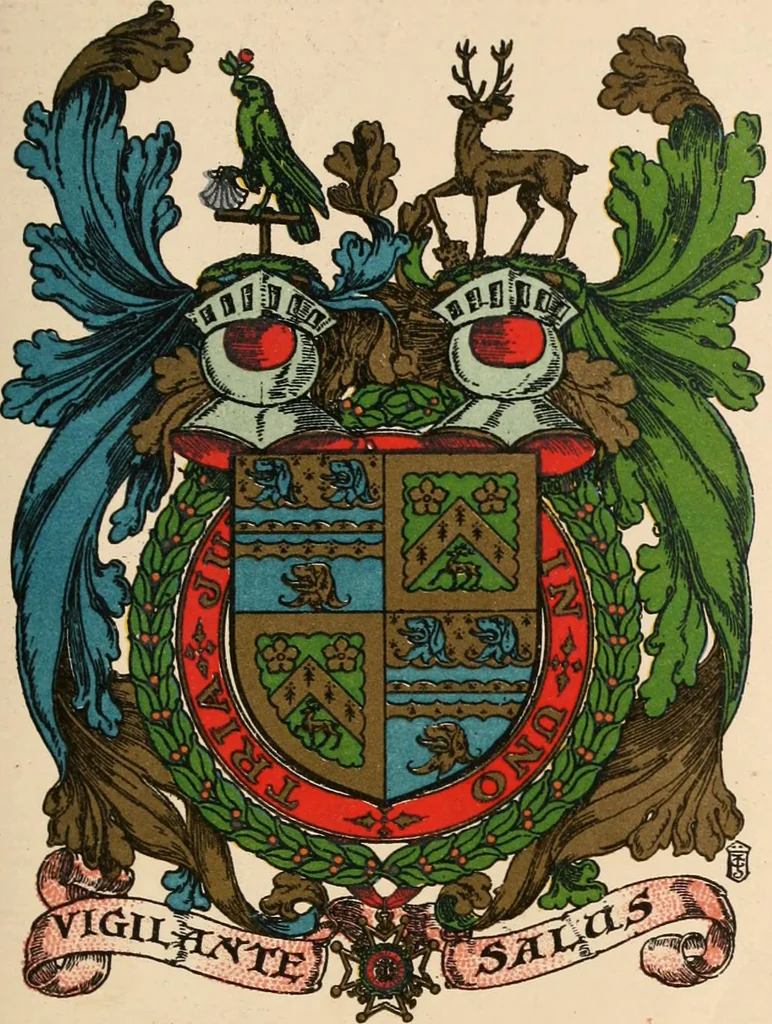 An illustration from Armorial families : a directory of gentlemen of coat-armour, 1905, leaf 1412
