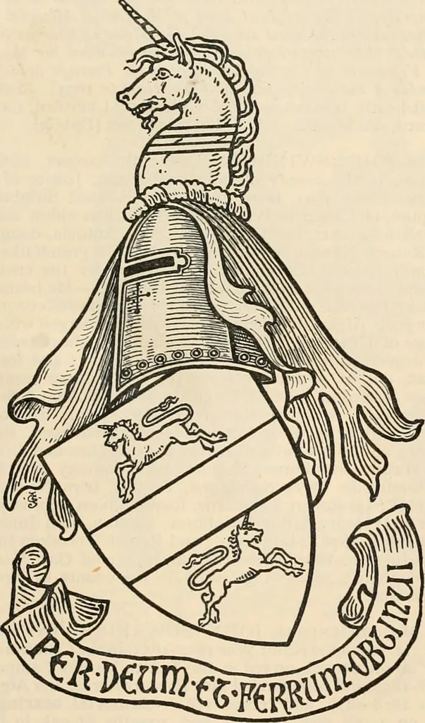 An illustration from Armorial families : a directory of gentlemen of coat-armour, 1905, leaf 1418