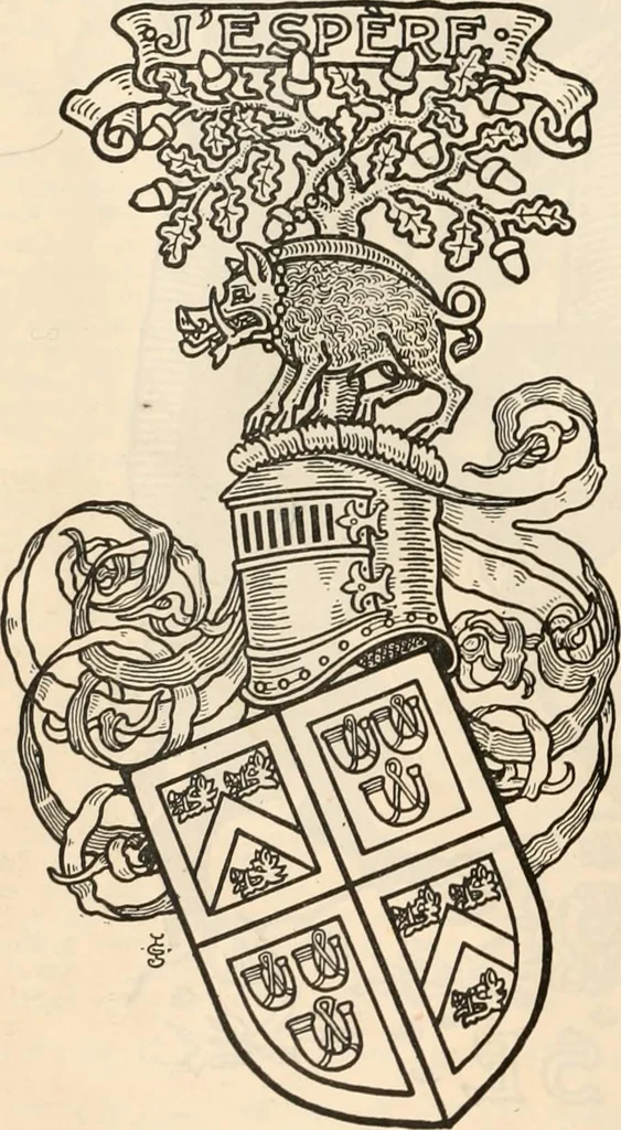 An illustration from Armorial families : a directory of gentlemen of coat-armour, 1905, leaf 1421