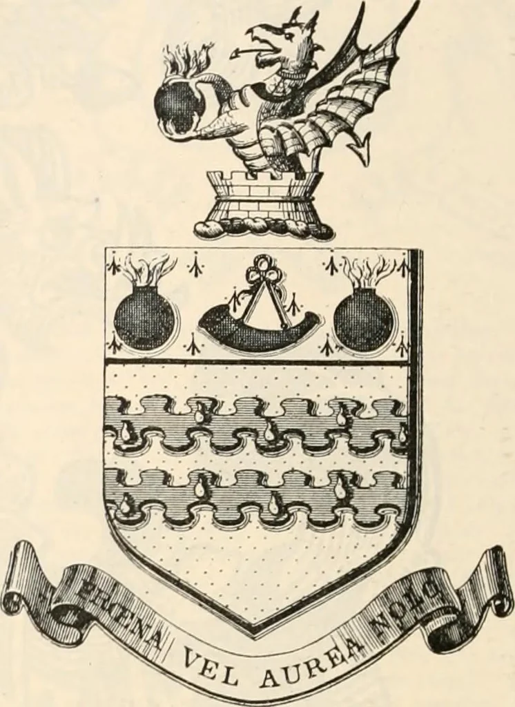 An illustration from Armorial families : a directory of gentlemen of coat-armour, 1905, leaf 1421