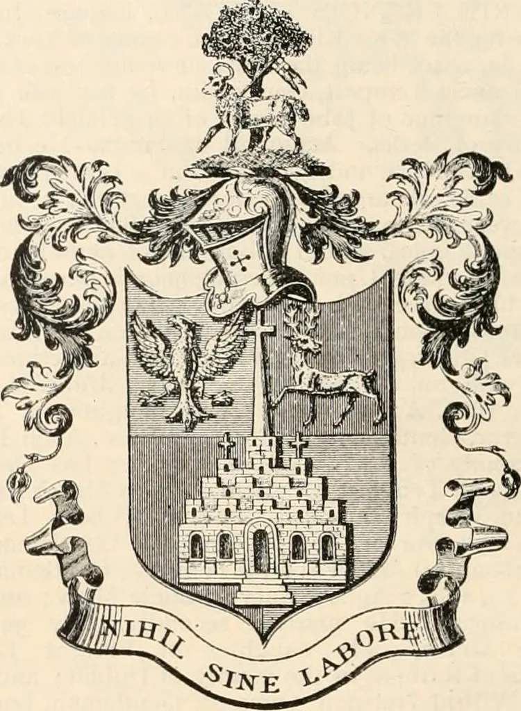 An illustration from Armorial families : a directory of gentlemen of coat-armour, 1905, leaf 1437