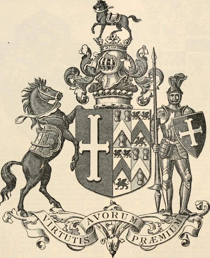 An illustration from Armorial families : a directory of gentlemen of coat-armour, 1905, leaf 1438