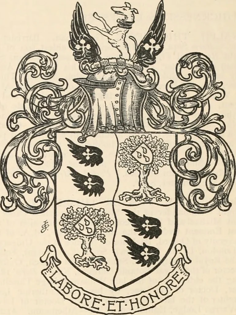 An illustration from Armorial families : a directory of gentlemen of coat-armour, 1905, leaf 1444