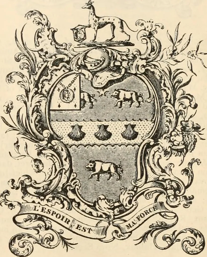 An illustration from Armorial families : a directory of gentlemen of coat-armour, 1905, leaf 1482