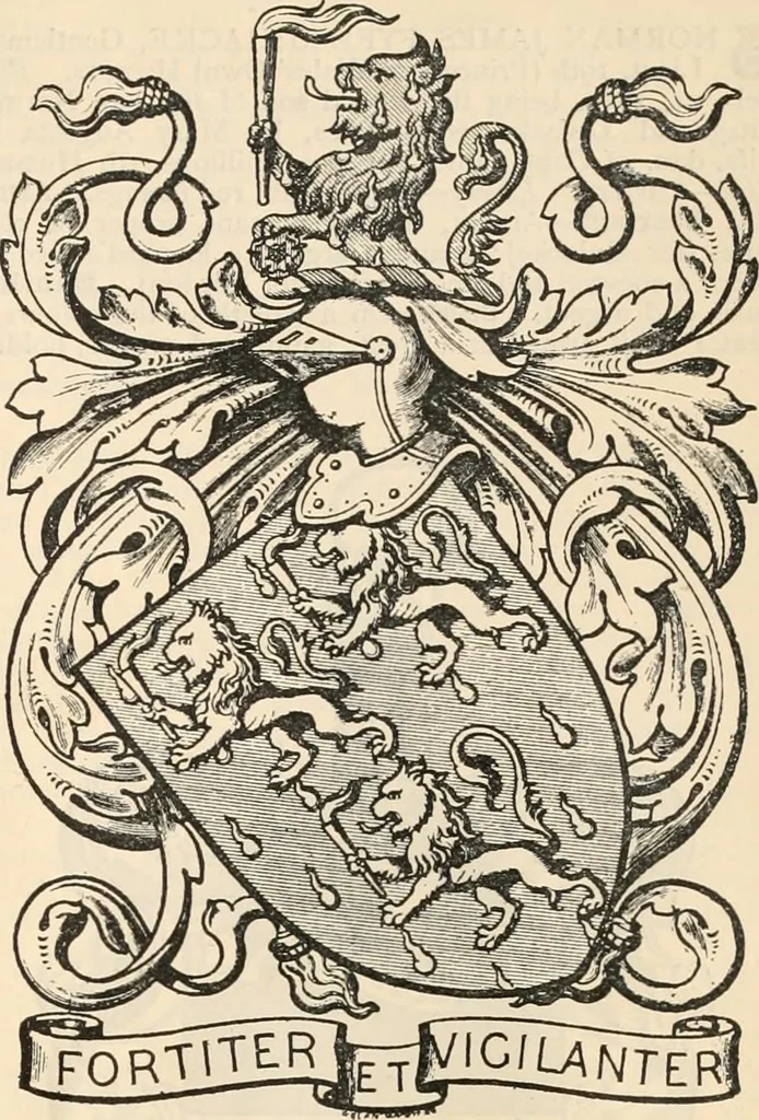 An illustration from Armorial families : a directory of gentlemen of coat-armour, 1905, leaf 1492