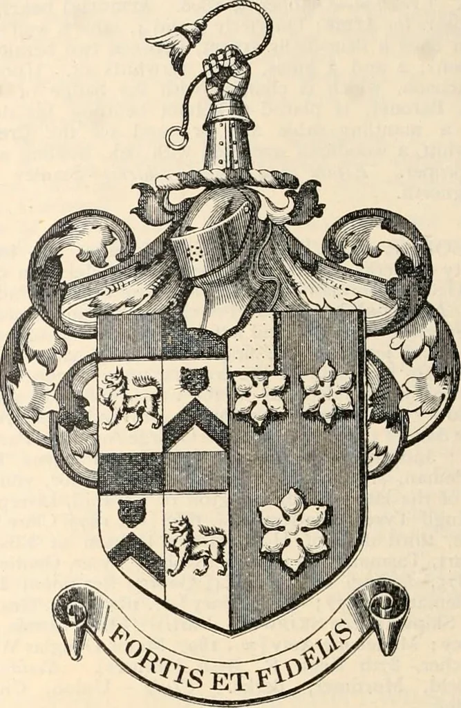 An illustration from Armorial families : a directory of gentlemen of coat-armour, 1905, leaf 1493