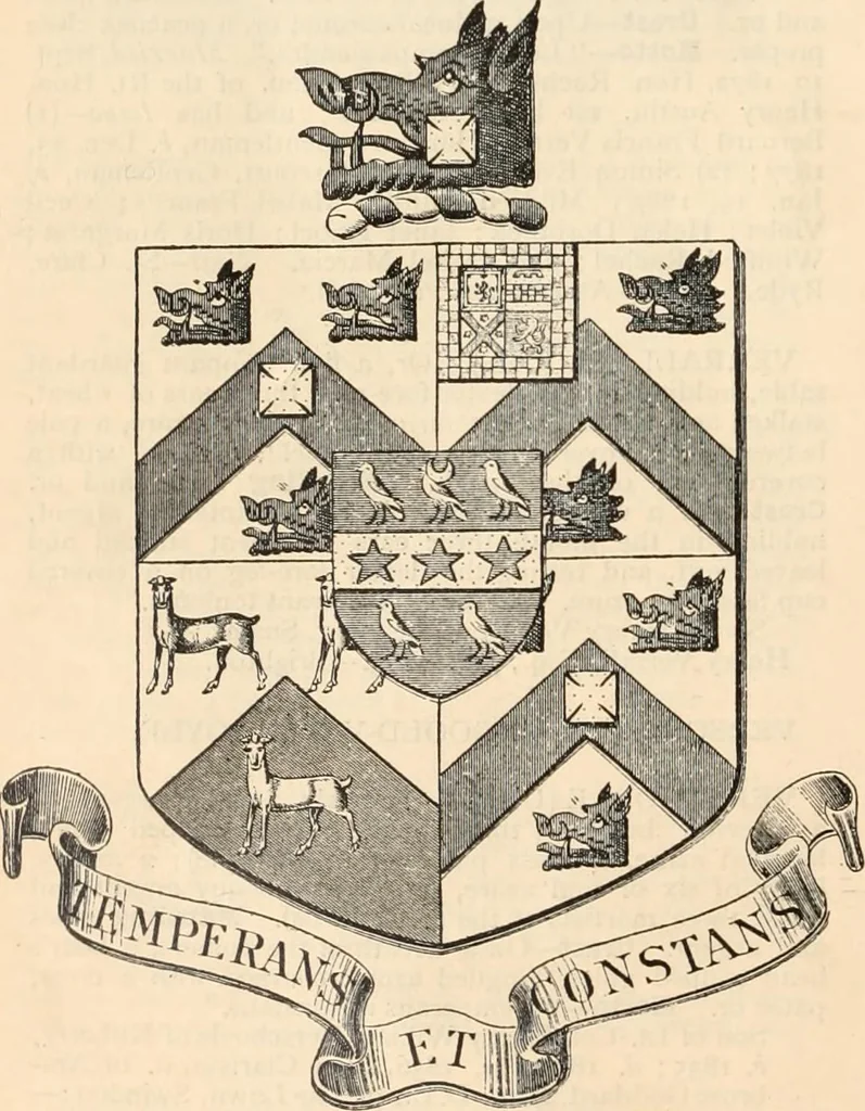 An illustration from Armorial families : a directory of gentlemen of coat-armour, 1905, leaf 1507