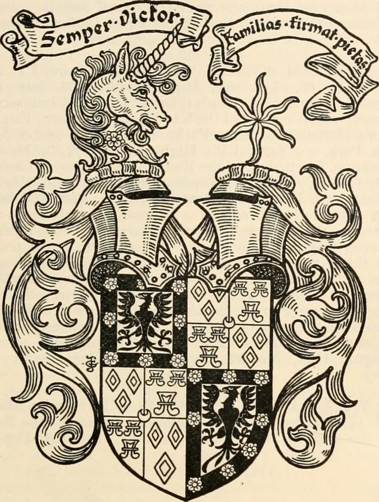 An illustration from Armorial families : a directory of gentlemen of coat-armour, 1905, leaf 1534