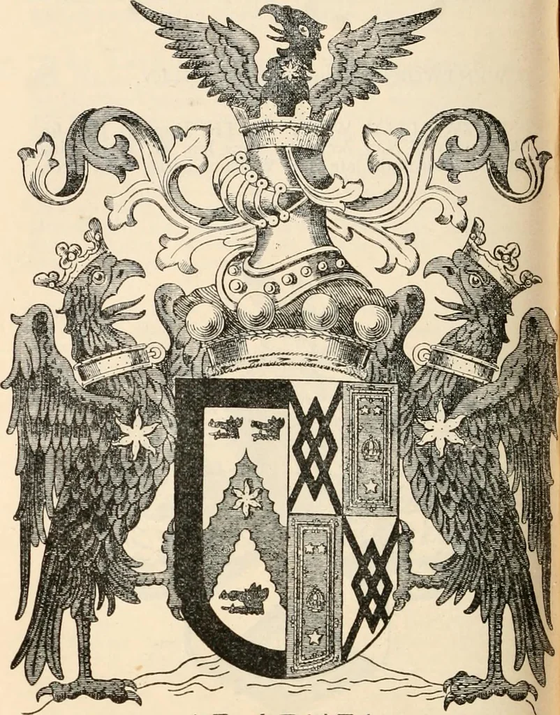 An illustration from Armorial families : a directory of gentlemen of coat-armour, 1905, leaf 1555