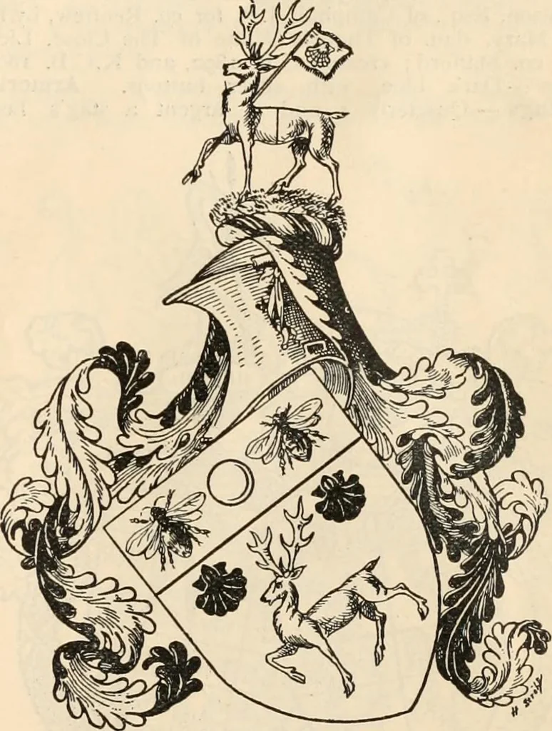 An illustration from Armorial families : a directory of gentlemen of coat-armour, 1905, leaf 1564