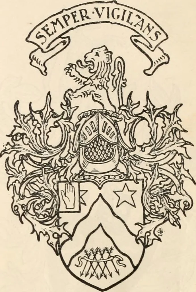 An illustration from Armorial families : a directory of gentlemen of coat-armour, 1905, leaf 1582