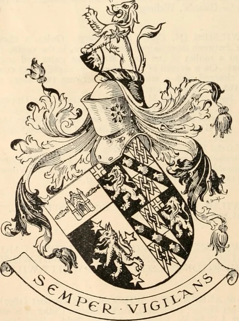 An illustration from Armorial families : a directory of gentlemen of coat-armour, 1905, leaf 1583