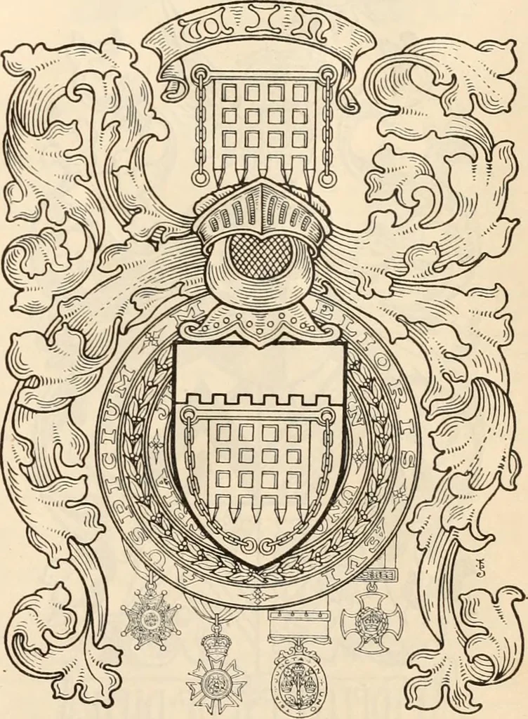 An illustration from Armorial families : a directory of gentlemen of coat-armour, 1905, leaf 1590