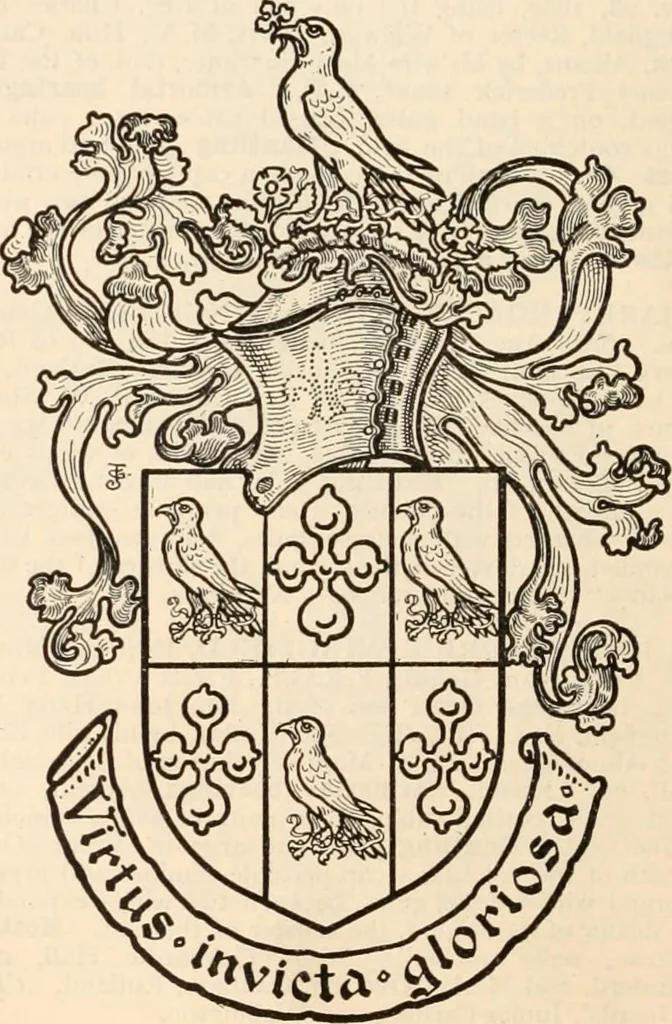 An illustration from Armorial families : a directory of gentlemen of coat-armour, 1905, leaf 1593