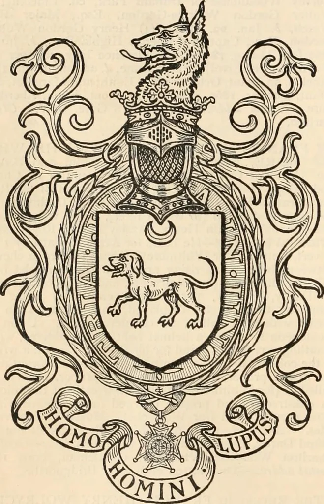 An illustration from Armorial families : a directory of gentlemen of coat-armour, 1905, leaf 1597