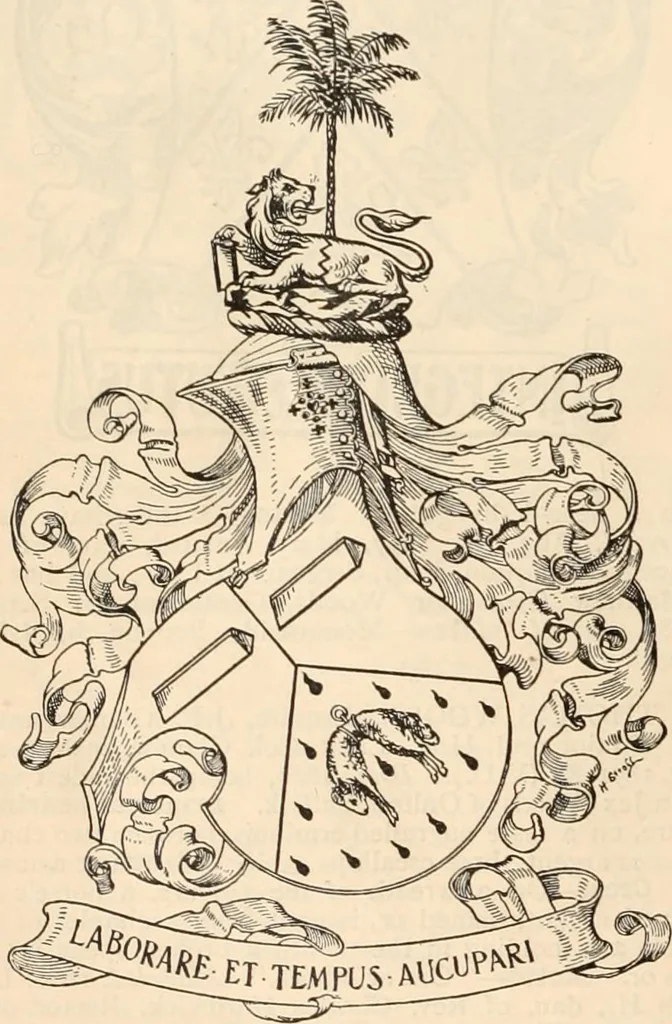 An illustration from Armorial families : a directory of gentlemen of coat-armour, 1905, leaf 1605