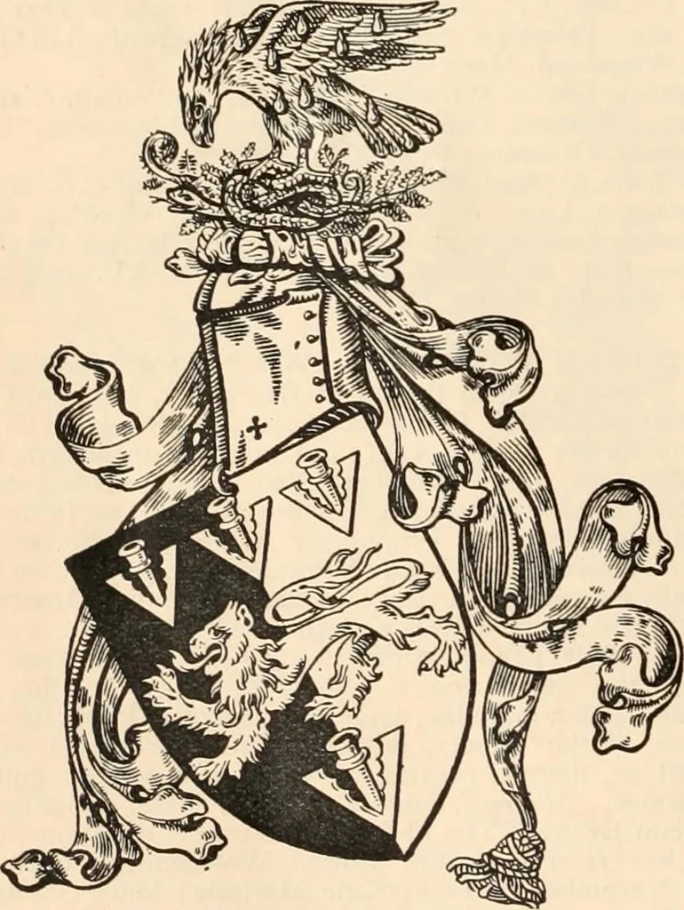 An illustration from Armorial families : a directory of gentlemen of coat-armour, 1905, leaf 1607