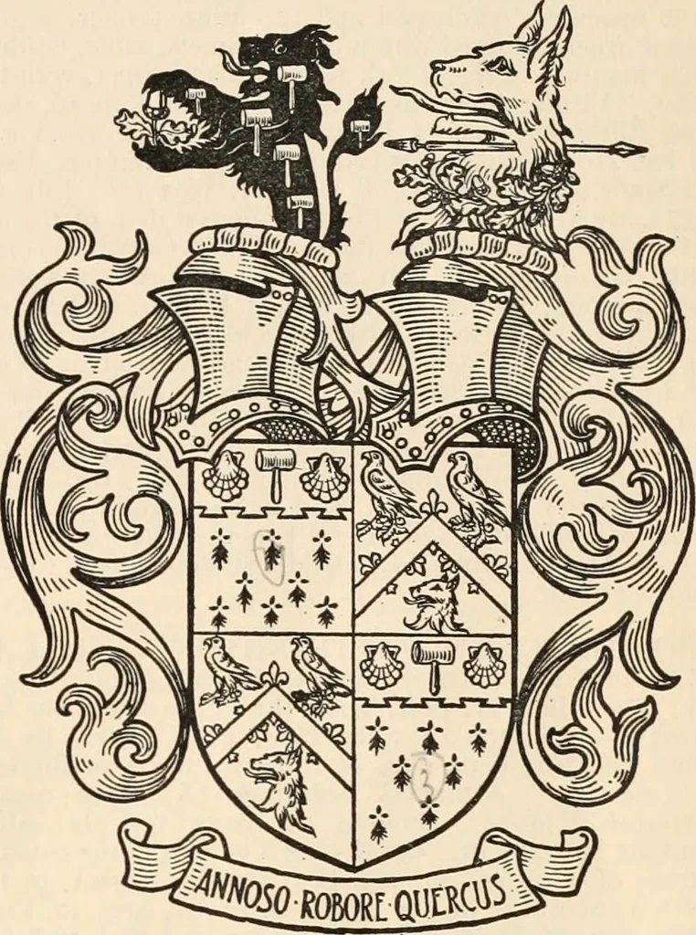 An illustration from Armorial families : a directory of gentlemen of coat-armour, 1905, leaf 1608