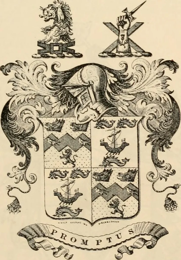 An illustration from Armorial families : a directory of gentlemen of coat-armour, 1905, leaf 454