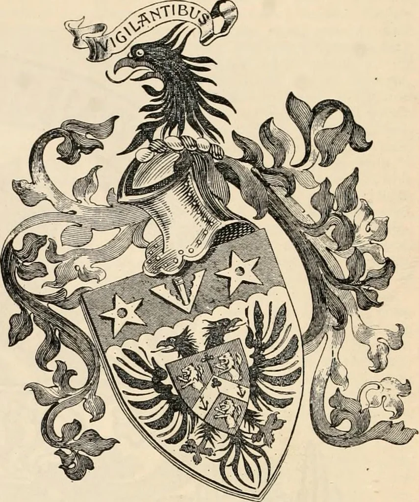 An illustration from Armorial families : a directory of gentlemen of coat-armour, 1905, leaf 49
