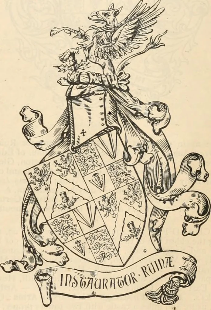 An illustration from Armorial families : a directory of gentlemen of coat-armour, 1905, leaf 566