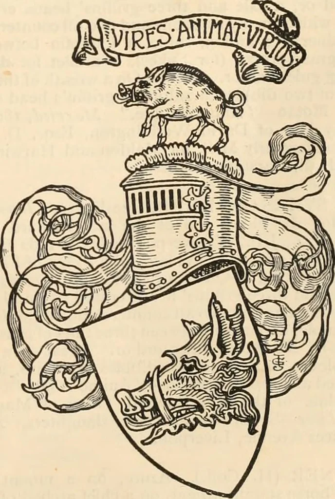 An illustration from Armorial families : a directory of gentlemen of coat-armour, 1905, leaf 590