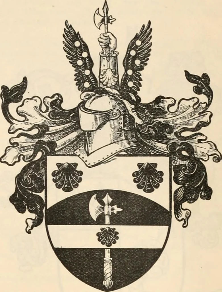 An illustration from Armorial families : a directory of gentlemen of coat-armour, 1905, leaf 596