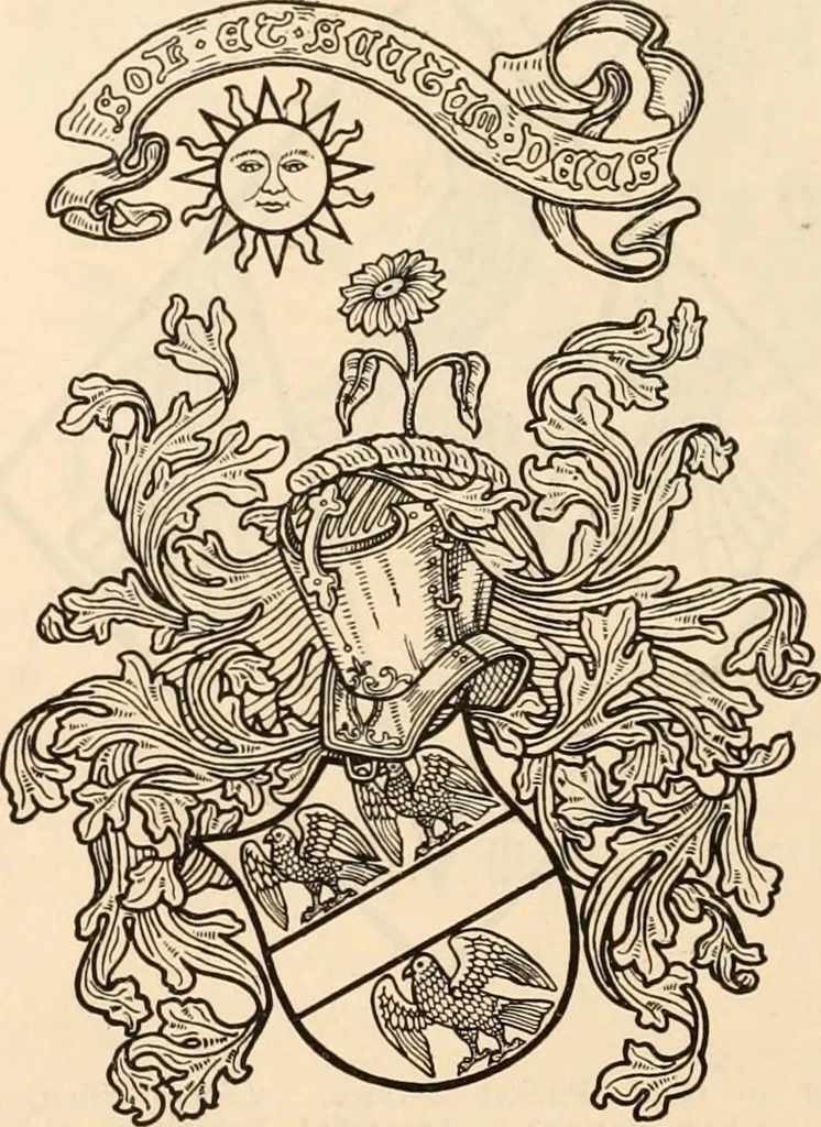An illustration from Armorial families : a directory of gentlemen of coat-armour, 1905, leaf 597