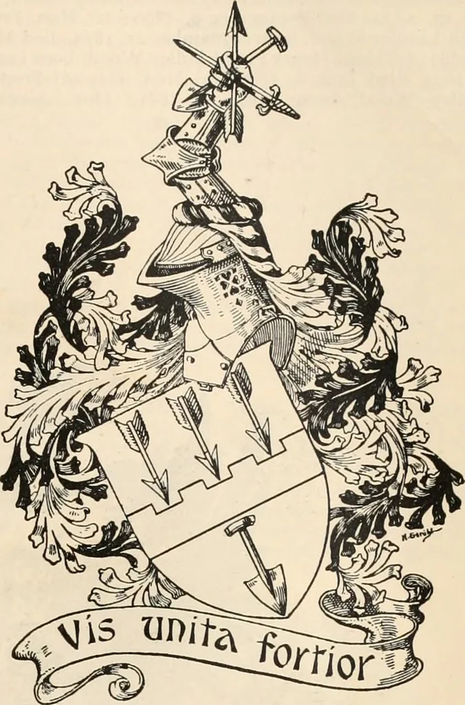 An illustration from Armorial families : a directory of gentlemen of coat-armour, 1905, leaf 672