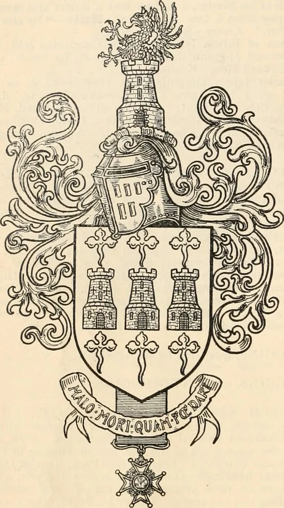 An illustration from Armorial families : a directory of gentlemen of coat-armour, 1905, leaf 735