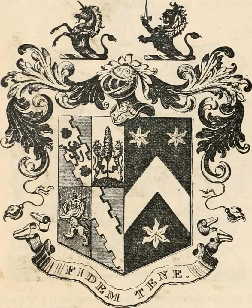 An illustration from Armorial families : a directory of gentlemen of coat-armour, 1905, leaf 757