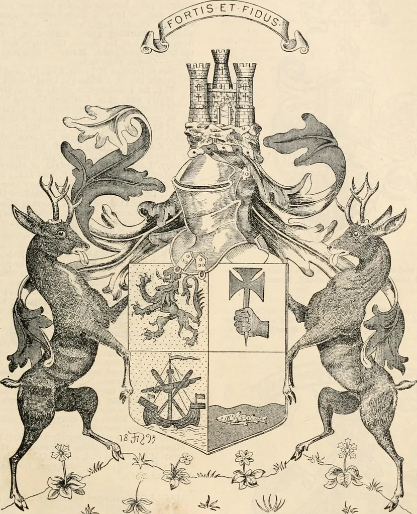 An illustration from Armorial families : a directory of gentlemen of coat-armour, 1905, leaf 992
