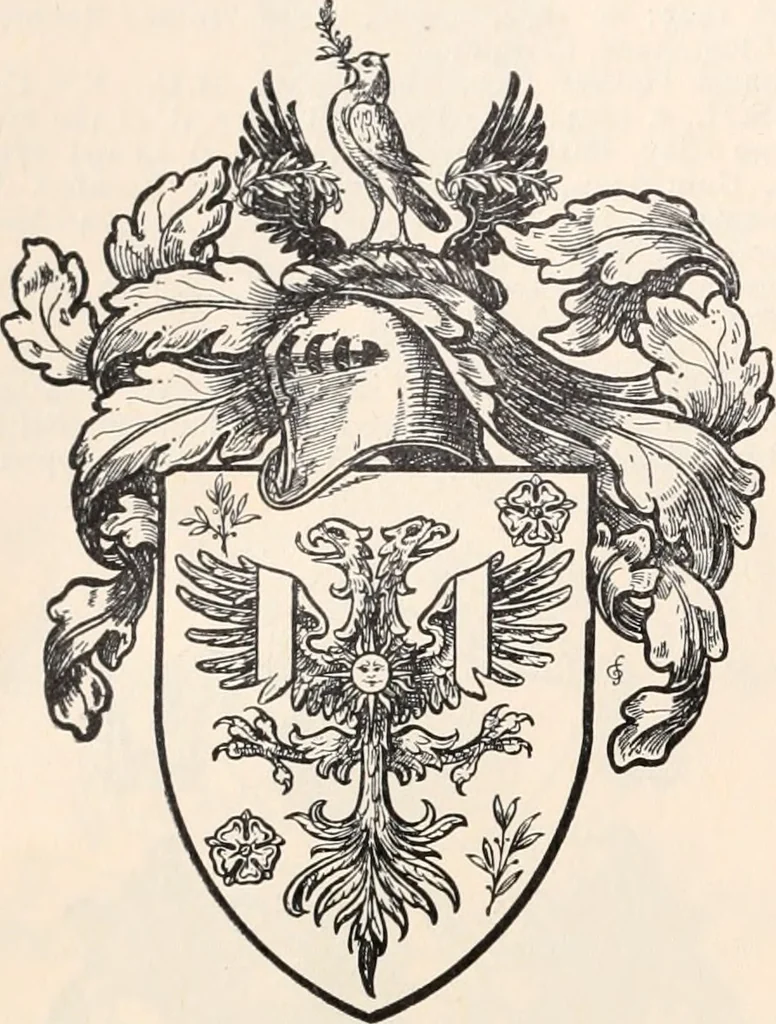 An illustration from Armorial families : a directory of gentlemen of coat-armour, 1905, leaf 129