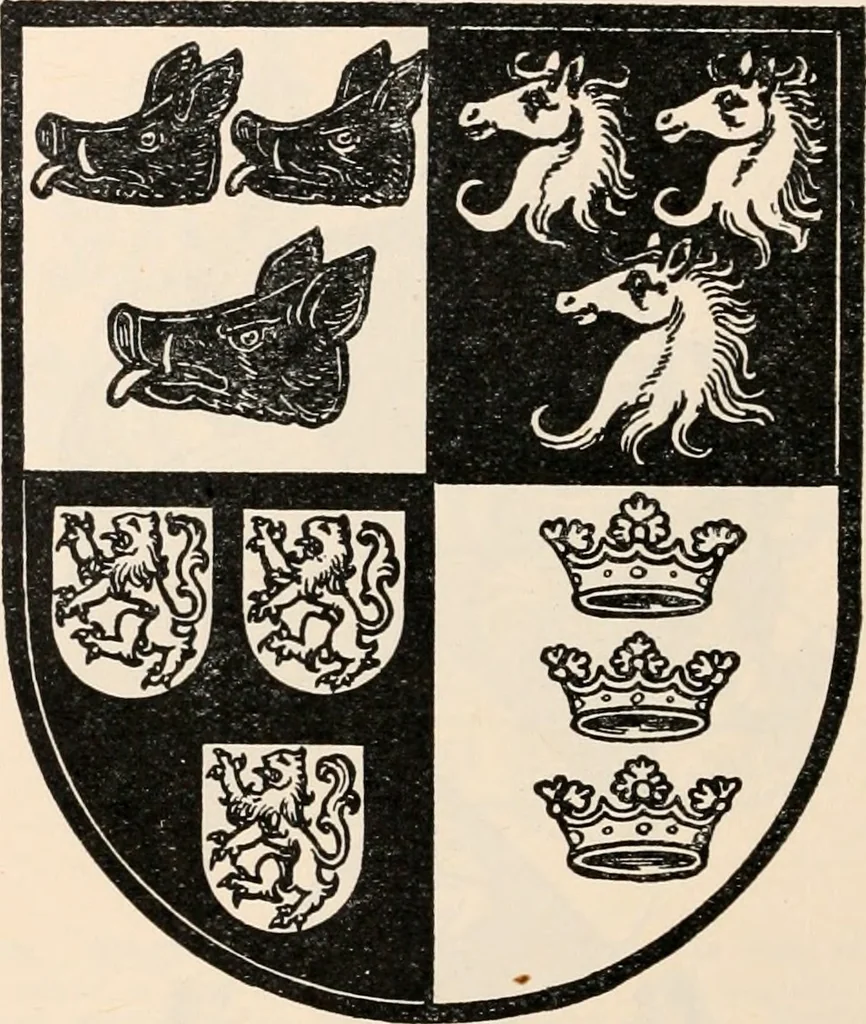 An illustration from Armorial families : a directory of gentlemen of coat-armour, 1905, leaf 187