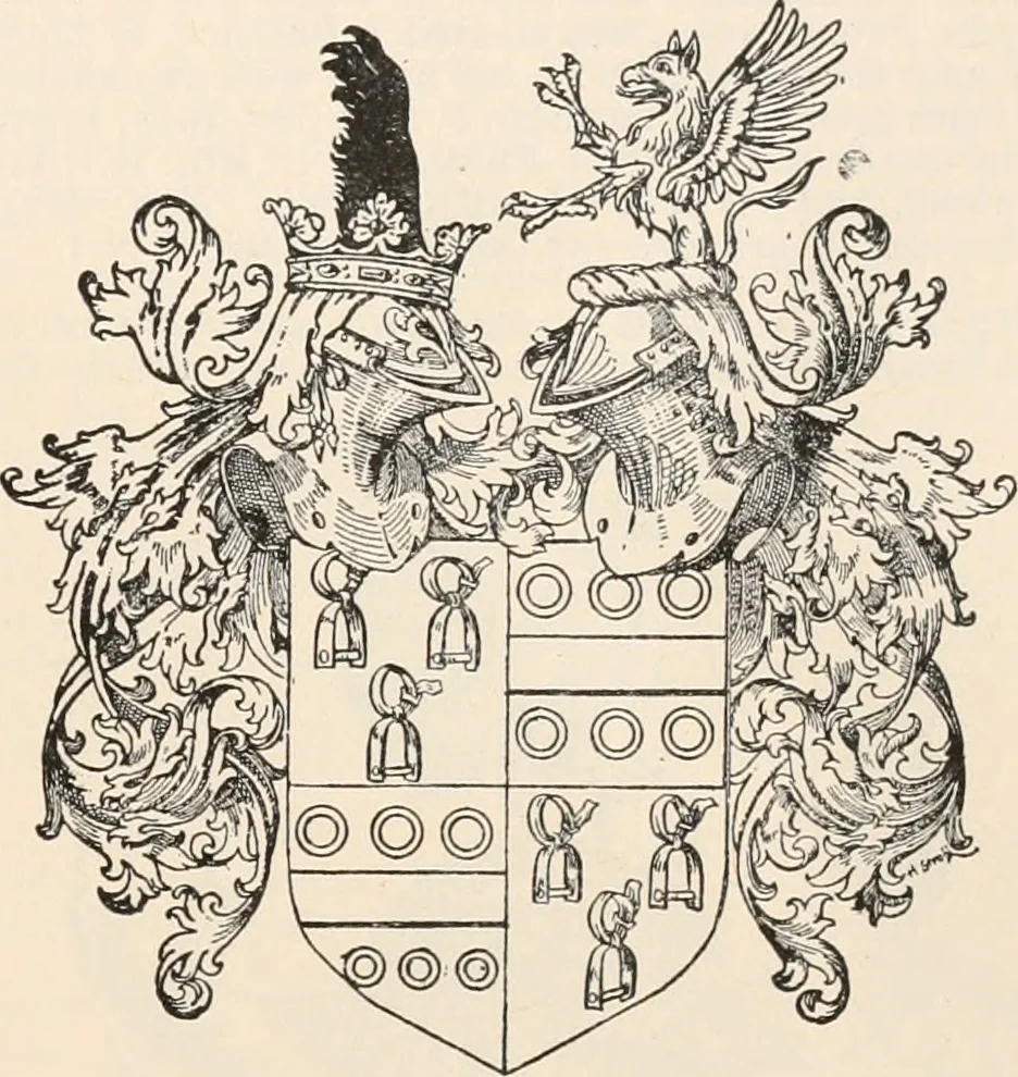 An illustration from Armorial families : a directory of gentlemen of coat-armour, 1905, leaf 216