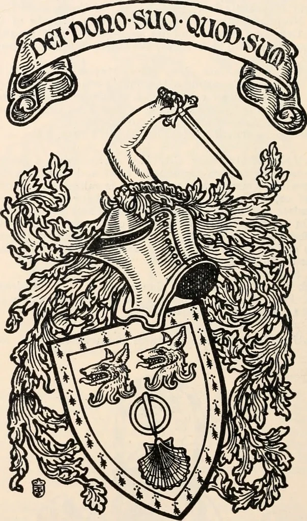 An illustration from Armorial families : a directory of gentlemen of coat-armour, 1905, leaf 221
