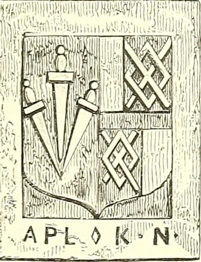 An illustration from Armorial of Jersey : being an account, heraldic and antiquarian, of its chief native families, with pedigrees, biographical notices, and illustrative data; to which are added, a brief history of heraldry, and remarks on the mediæval antiquities of the island, 1859, leaf 26
