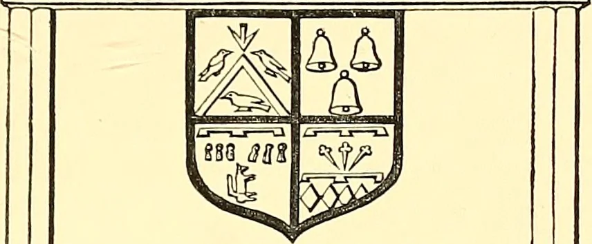 An illustration from Armorial of Jersey : being an account, heraldic and antiquarian, of its chief native families, with pedigrees, biographical notices, and illustrative data; to which are added, a brief history of heraldry, and remarks on the mediæval antiquities of the island, 1859, leaf 264