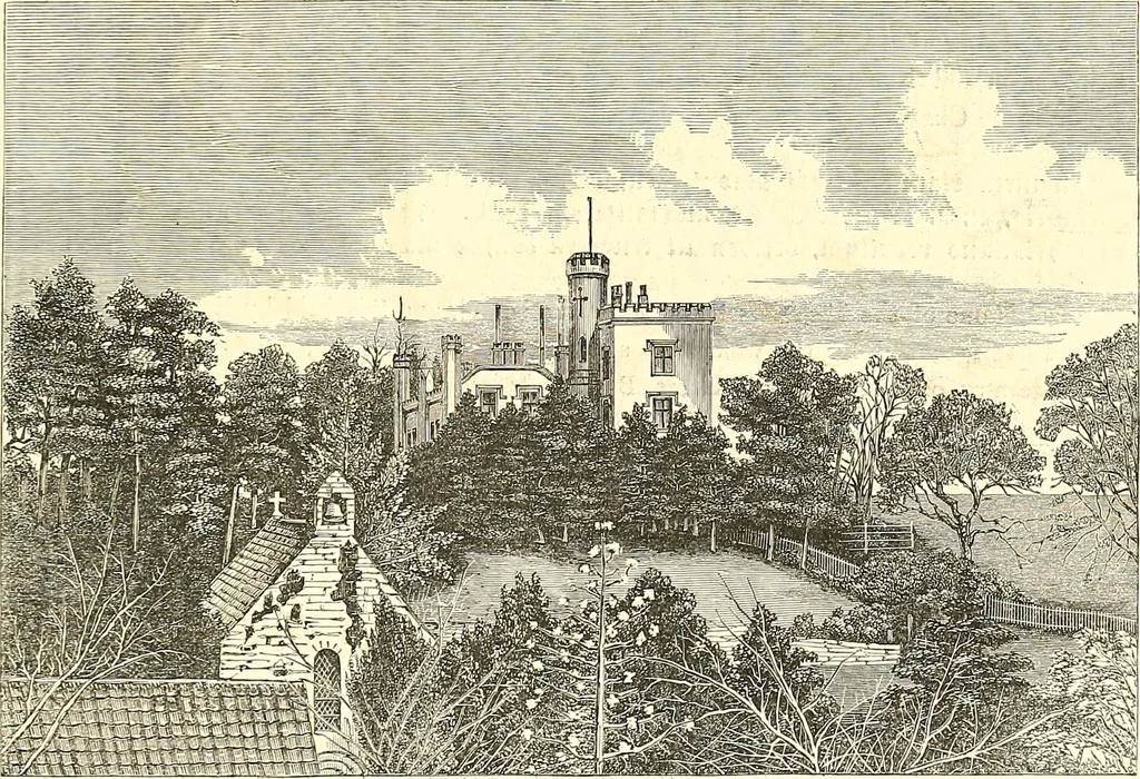 An illustration from Armorial of Jersey : being an account, heraldic and antiquarian, of its chief native families, with pedigrees, biographical notices, and illustrative data; to which are added, a brief history of heraldry, and remarks on the mediæval antiquities of the island, 1859, leaf 356