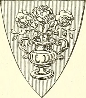 An illustration from Armorial of Jersey : being an account, heraldic and antiquarian, of its chief native families, with pedigrees, biographical notices, and illustrative data; to which are added, a brief history of heraldry, and remarks on the mediæval antiquities of the island, 1859, leaf 358