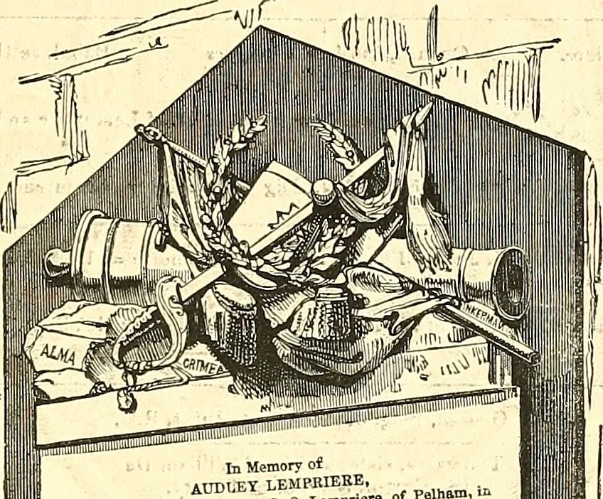 An illustration from Armorial of Jersey : being an account, heraldic and antiquarian, of its chief native families, with pedigrees, biographical notices, and illustrative data; to which are added, a brief history of heraldry, and remarks on the mediæval antiquities of the island, 1859, leaf 364
