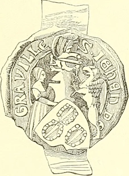 An illustration from Armorial of Jersey : being an account, heraldic and antiquarian, of its chief native families, with pedigrees, biographical notices, and illustrative data; to which are added, a brief history of heraldry, and remarks on the mediæval antiquities of the island, 1859, leaf 414