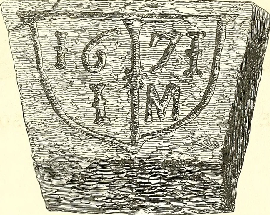 An illustration from Armorial of Jersey : being an account, heraldic and antiquarian, of its chief native families, with pedigrees, biographical notices, and illustrative data; to which are added, a brief history of heraldry, and remarks on the mediæval antiquities of the island, 1859, leaf 454