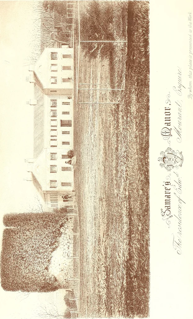 An illustration from Armorial of Jersey : being an account, heraldic and antiquarian, of its chief native families, with pedigrees, biographical notices, and illustrative data; to which are added, a brief history of heraldry, and remarks on the mediæval antiquities of the island, 1859, leaf 468