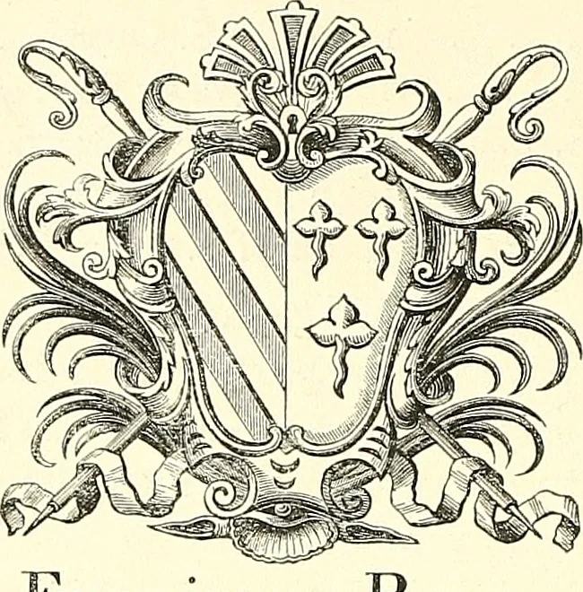 An illustration from Armorial of Jersey : being an account, heraldic and antiquarian, of its chief native families, with pedigrees, biographical notices, and illustrative data; to which are added, a brief history of heraldry, and remarks on the mediæval antiquities of the island, 1859, leaf 505
